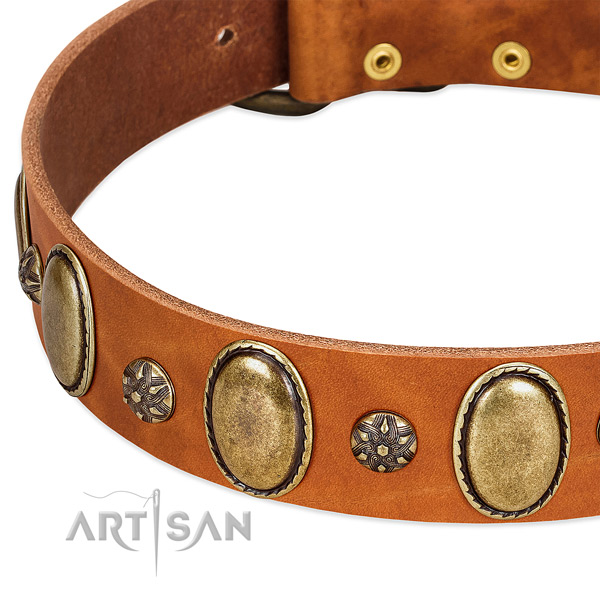 Comfy wearing soft genuine leather dog collar