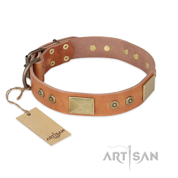 Stunning natural genuine leather dog collar for easy wearing