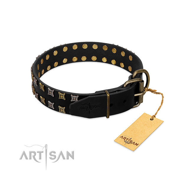 Soft to touch genuine leather dog collar made for your canine