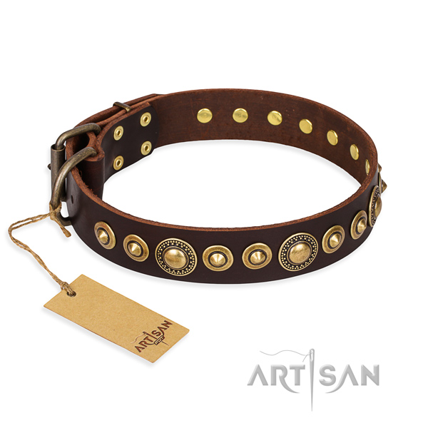 Reliable full grain natural leather collar handcrafted for your doggie
