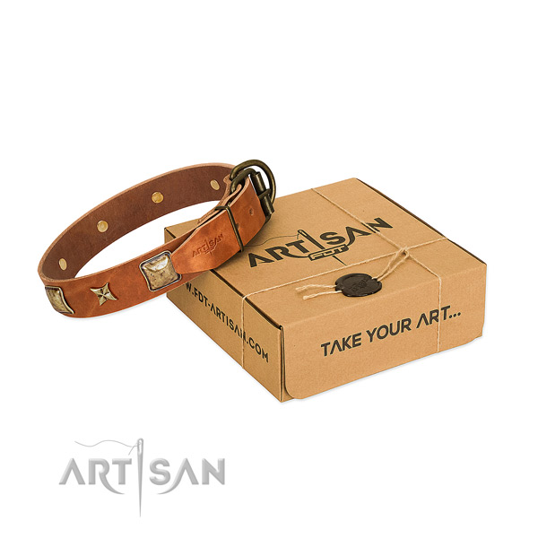 Fine quality genuine leather collar for your beautiful pet