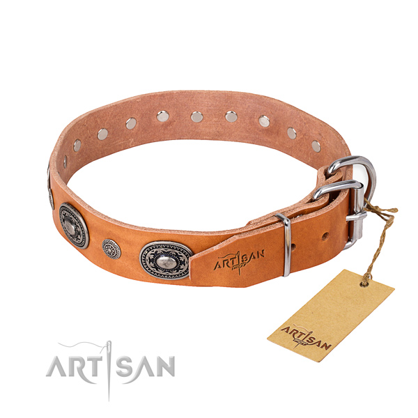 Soft genuine leather dog collar crafted for basic training