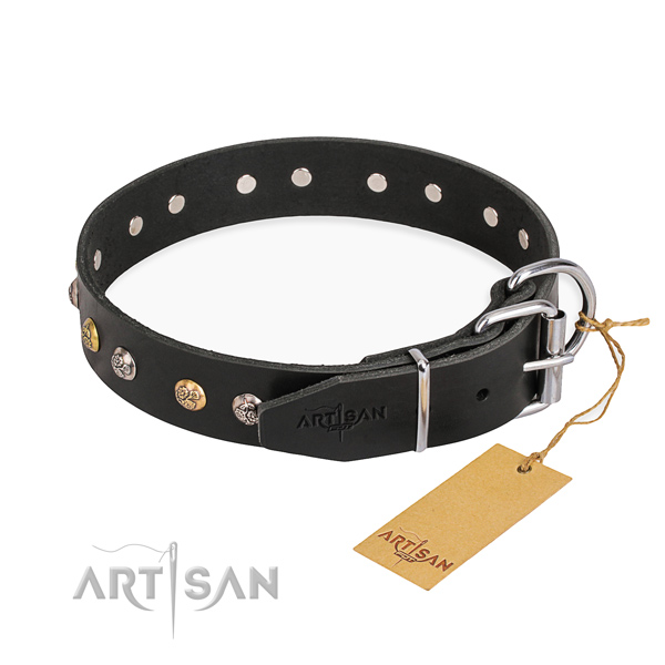 Best quality genuine leather dog collar crafted for comfy wearing