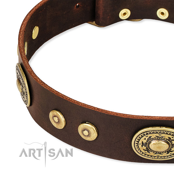 Adorned dog collar made of soft leather
