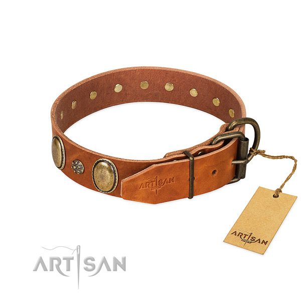 Handy use best quality genuine leather dog collar